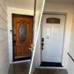 Front entry doors replaced at a Los Angeles home, before and after