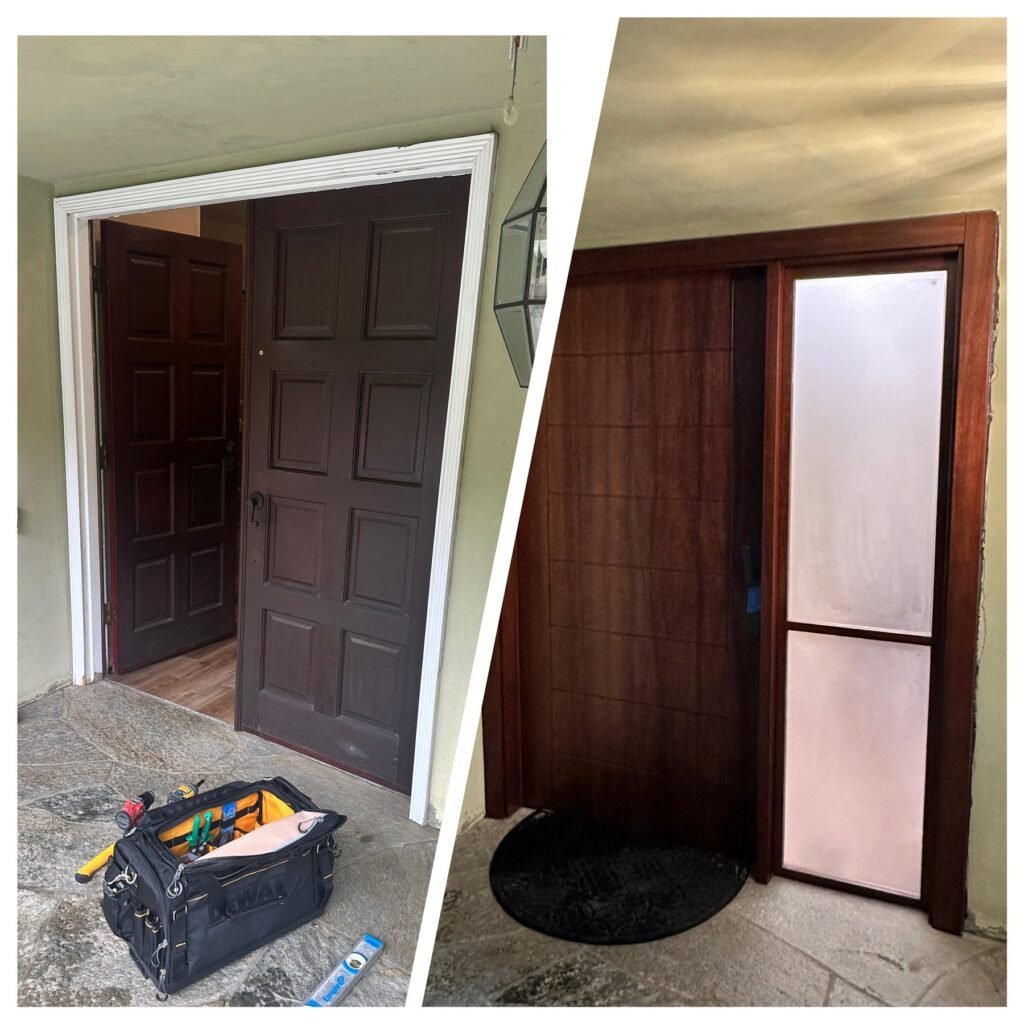 Exterior doors replaced by KapMorgan in Los Angeles, before and after