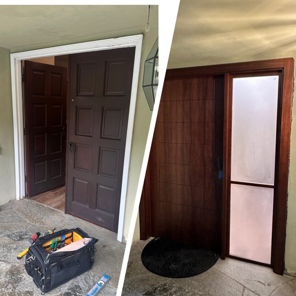 Exterior doors replaced by KapMorgan in Los Angeles, before and after