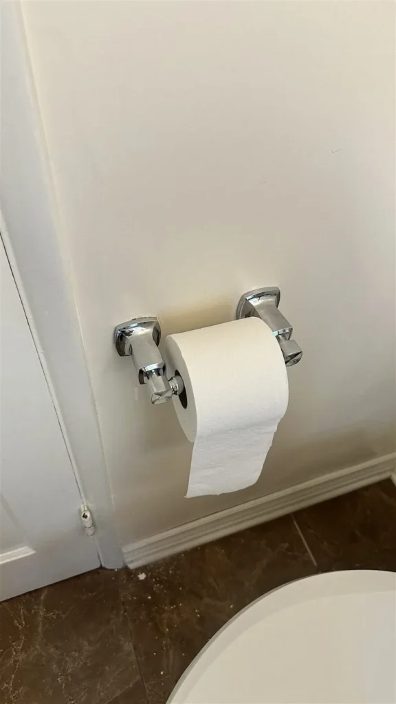 Toilet paper holder installed in a Los Angeles bathroom