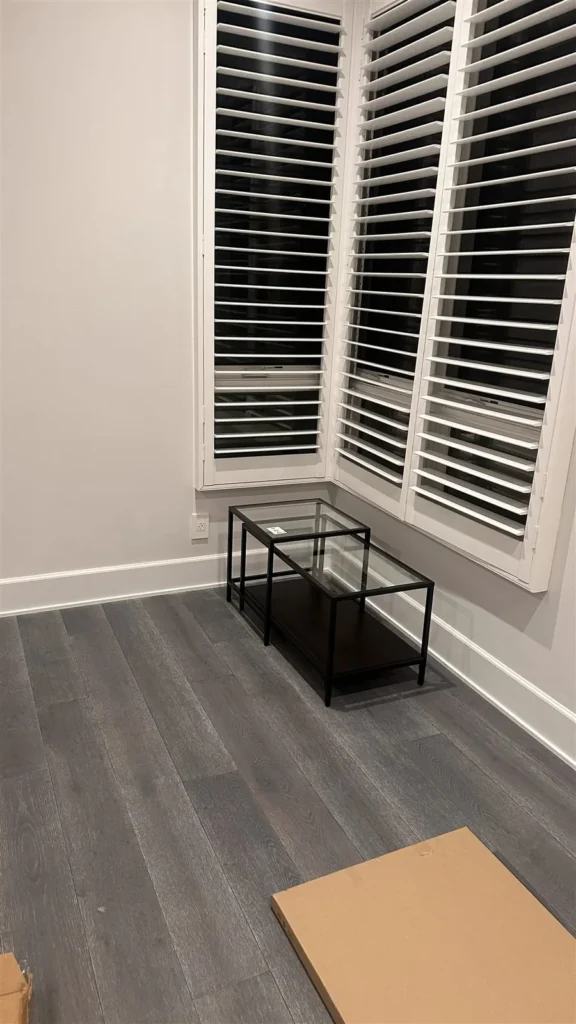 Plantation shutters in a Los Angeles bedroom