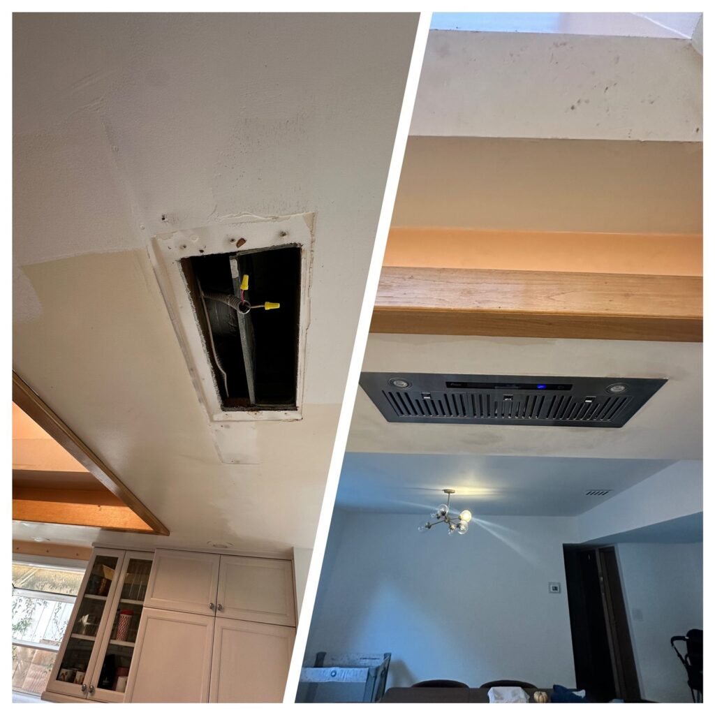 Ceiling access repair, before and after, in Los Angeles