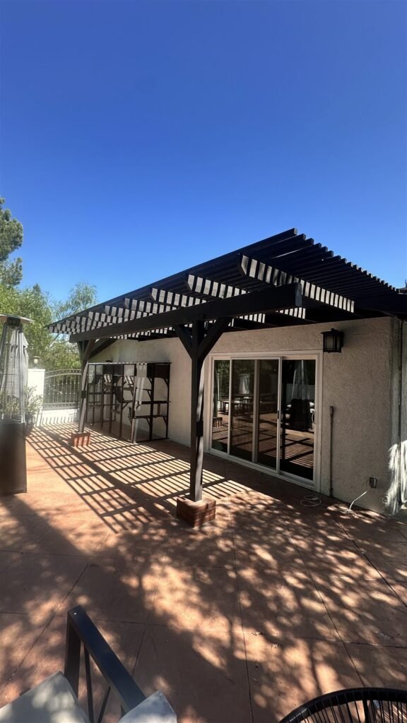 Patio pergola and paved deck in Los Angeles