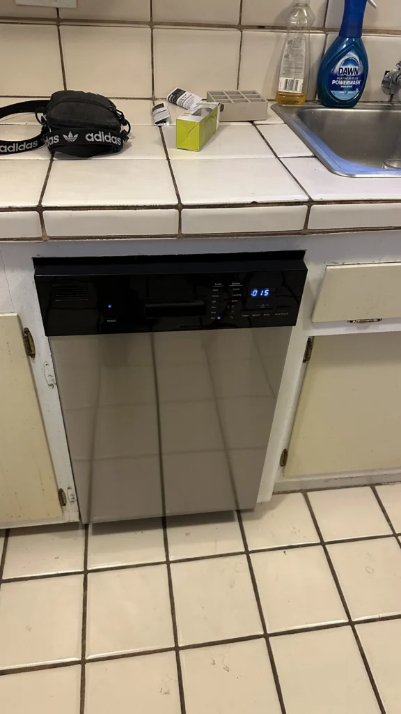 Dishwasher installed under kitchen counter in Los Angeles