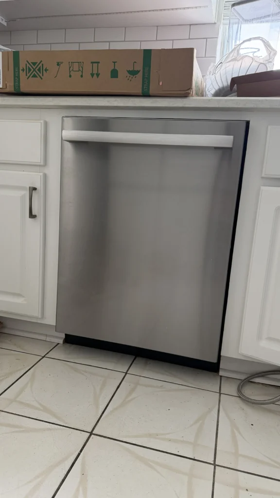 Stainless steel dishwasher installed in a Los Angeles kitchen