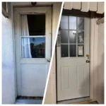 Back door with window replaced, before and after, in Los Angeles