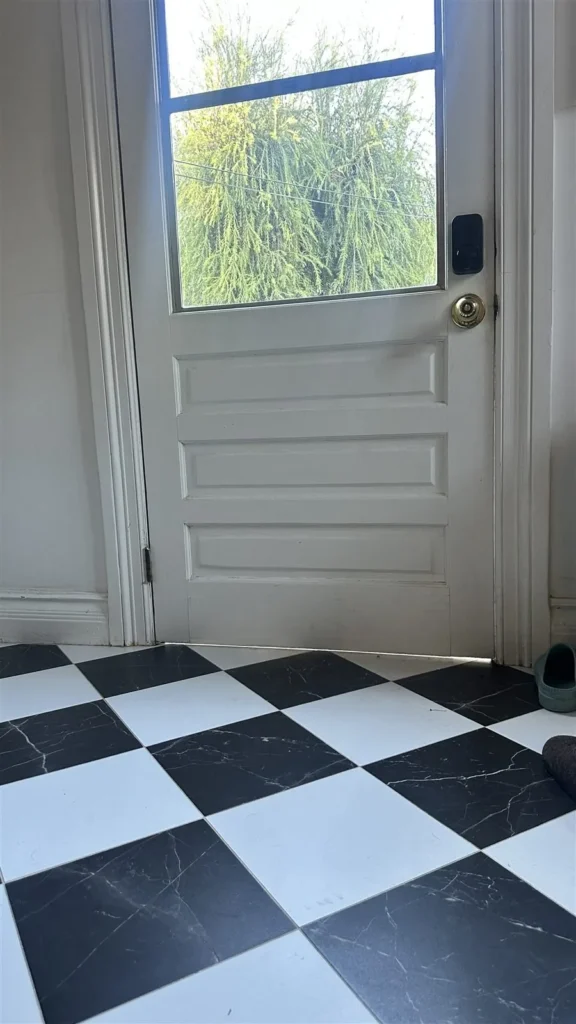 Vintage wood door with glass panel restored in Los Angeles