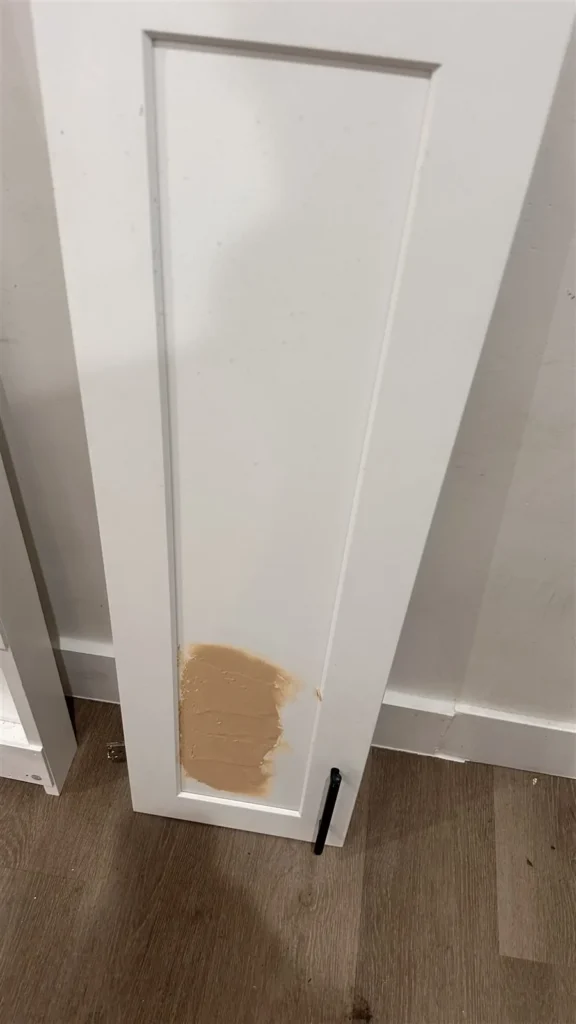 Interior door panel patched and prepared for paint in Los Angeles