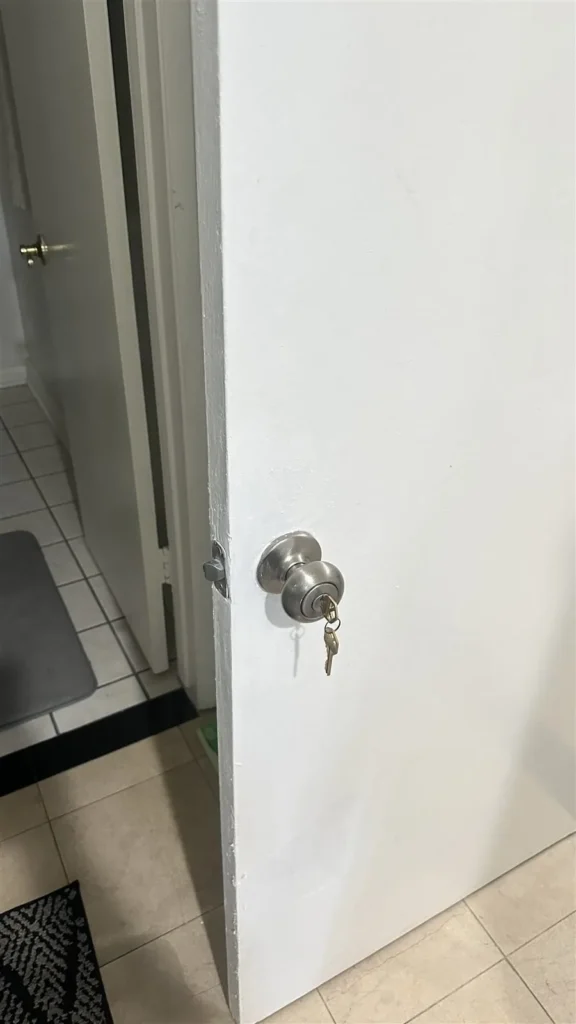 Interior door with new knob and lock installed in Los Angeles