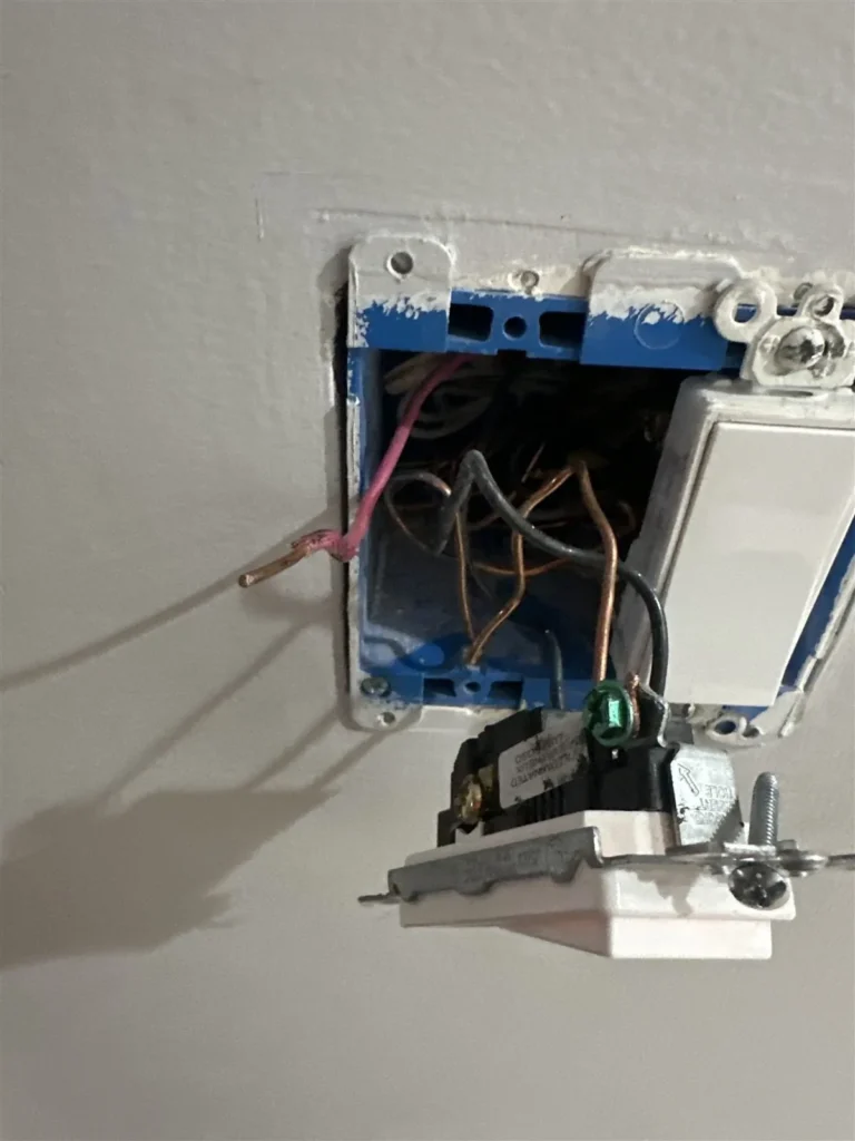Wall switch box wiring in a Los Angeles home