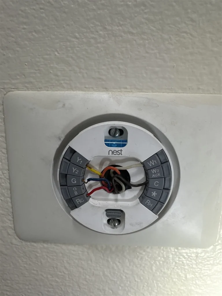 Smart thermostat wiring installed in a Los Angeles home