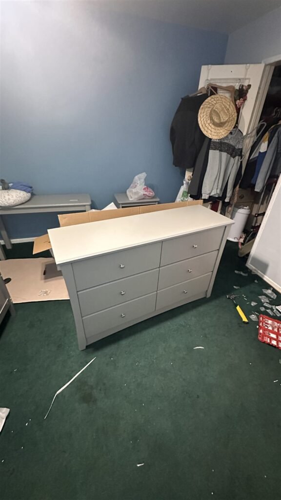 Dresser assembled in a Los Angeles bedroom