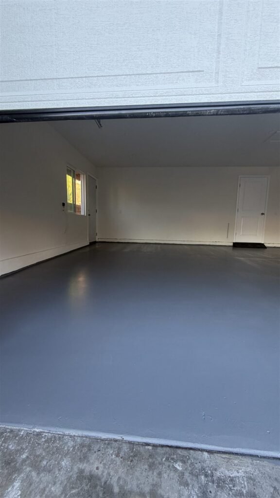 Garage converted to finished space with epoxy floor in Los Angeles