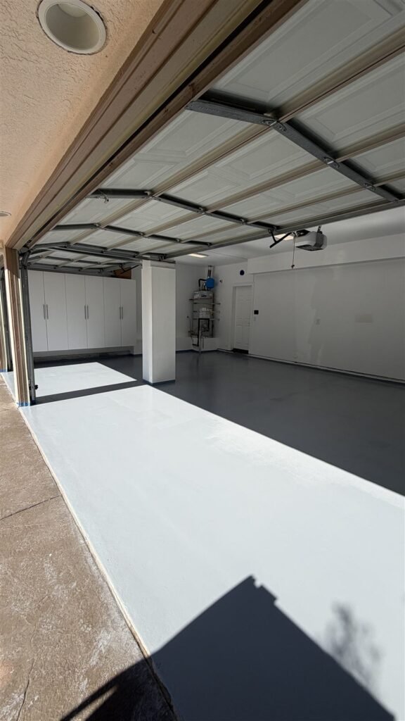 Garage epoxy floor being applied in Los Angeles
