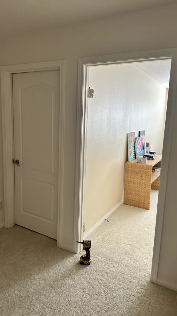 White closet door installed in a hallway