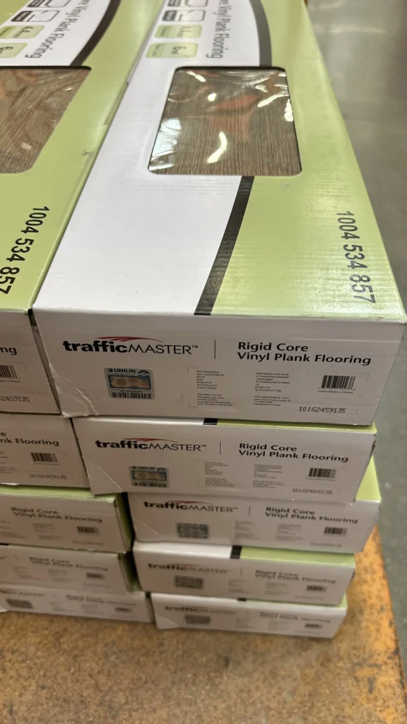 Vinyl plank flooring material ready for installation in a Los Angeles home