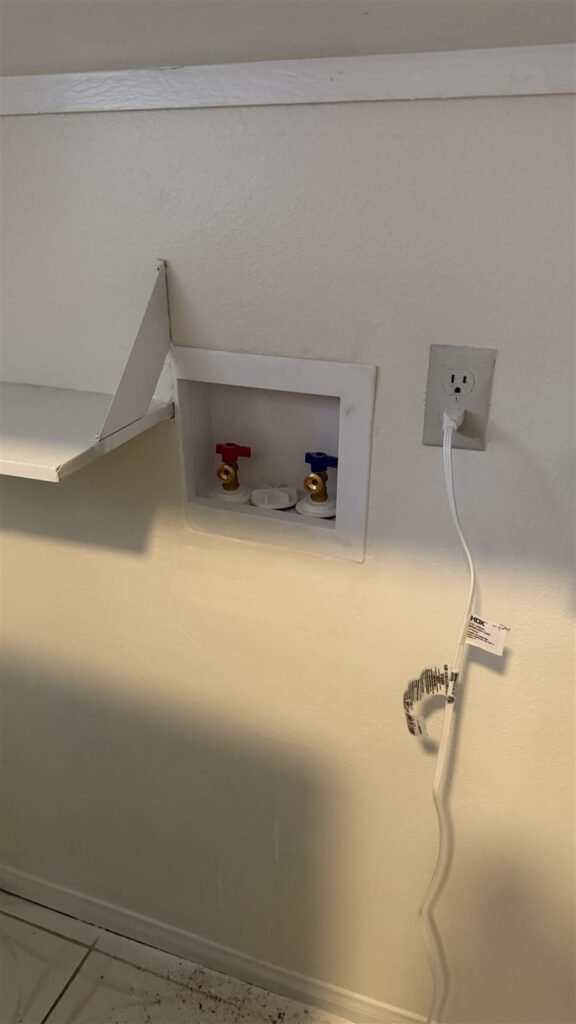 Washer hookup box in a Los Angeles rental