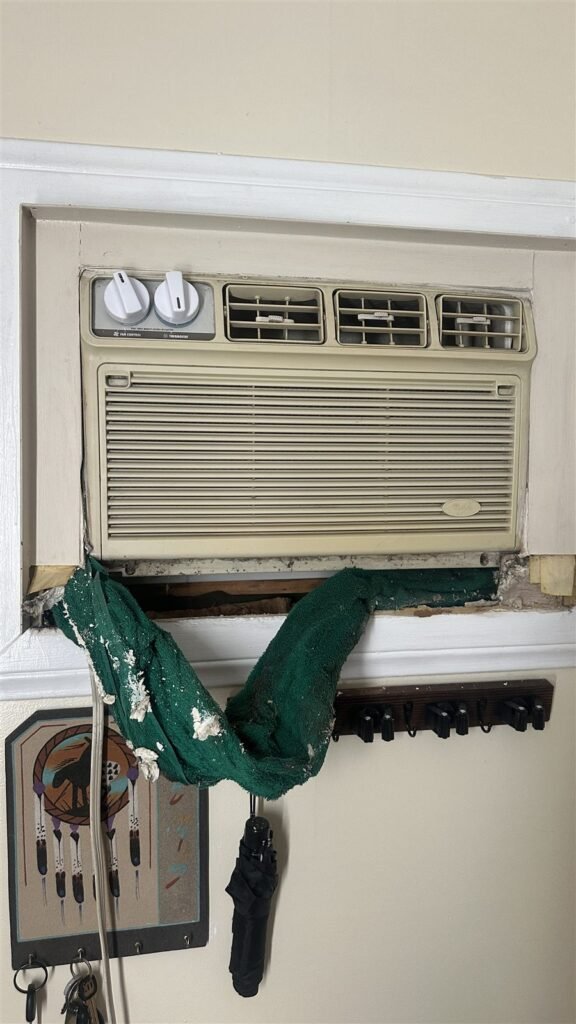 Window air conditioner installed in a Los Angeles rental