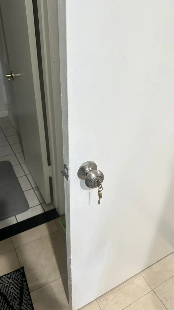 Door deadbolt hardware installed in Los Angeles