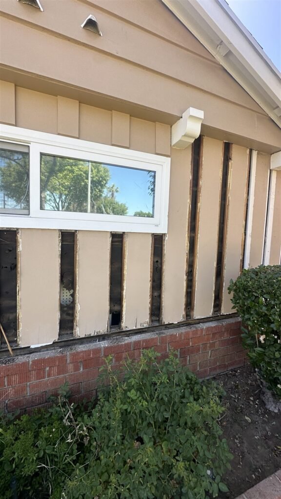 House siding and stucco during exterior repair in Los Angeles