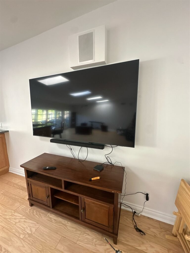 TV mounted on a wall in a Los Angeles living room