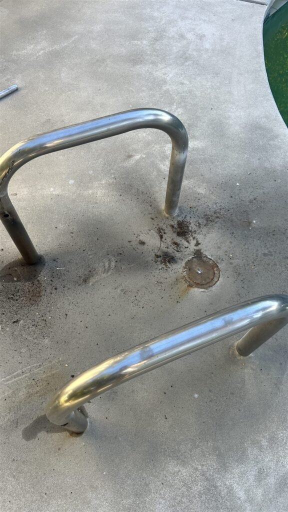Stainless steel pool ladder rails repaired in Los Angeles