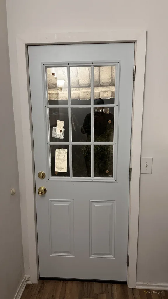 Exterior door with glass panes installed in a Los Angeles home