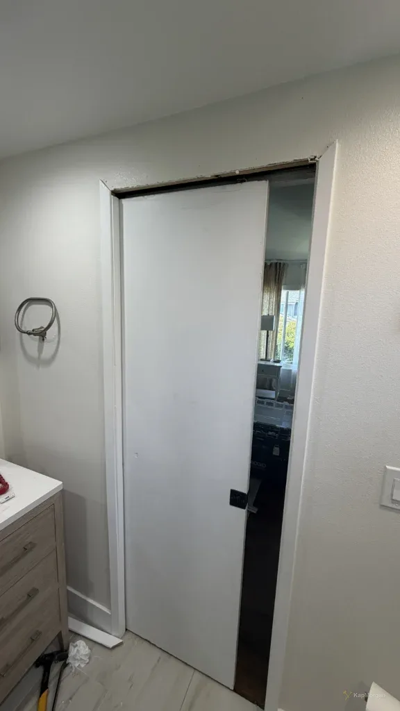 Pocket door installed in a Los Angeles hallway